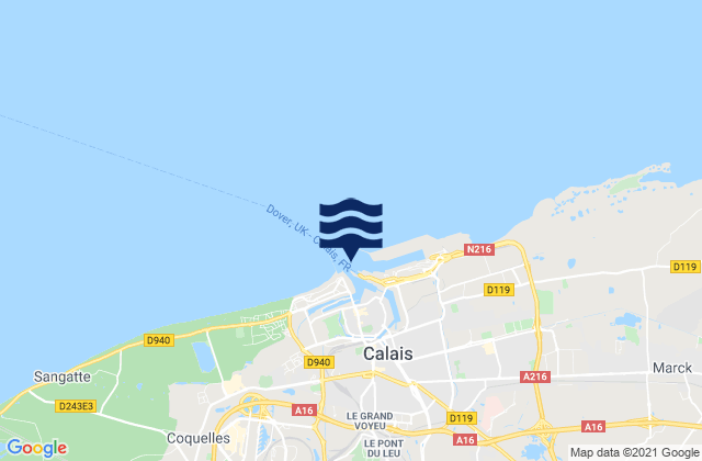 Guînes, Franceの潮見表地図