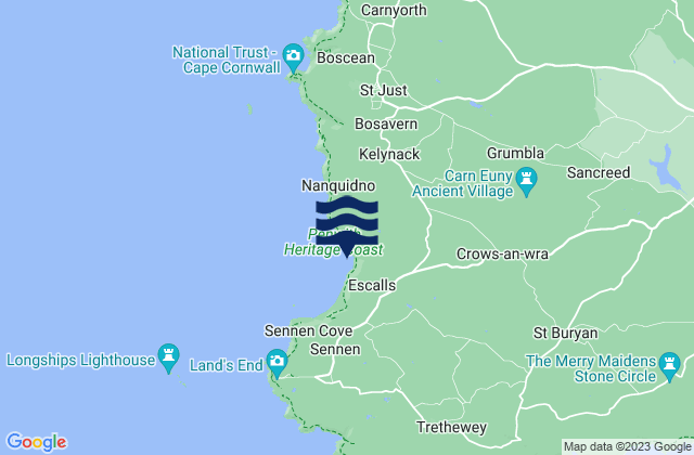Gwenver Beach, United Kingdomの潮見表地図