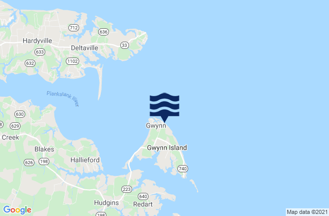 Gwynn Island, United Statesの潮見表地図