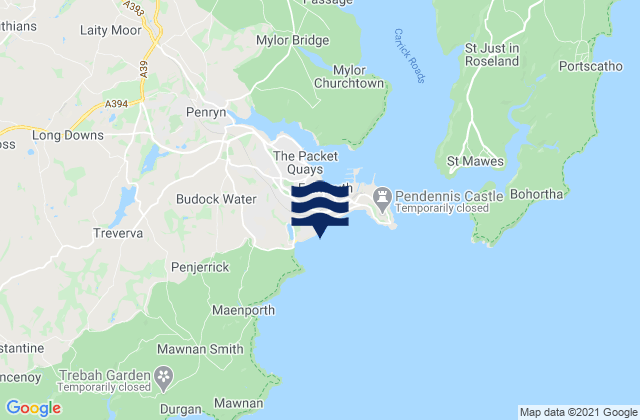 Gyllyngvase Beach, United Kingdomの潮見表地図