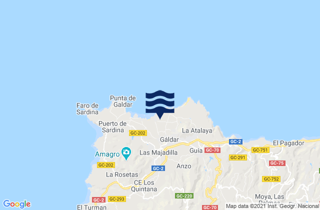Gáldar, Spainの潮見表地図