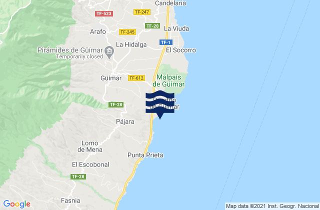 Güimar, Spainの潮見表地図
