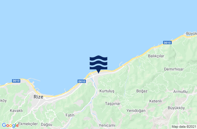 Güneysu, Turkeyの潮見表地図