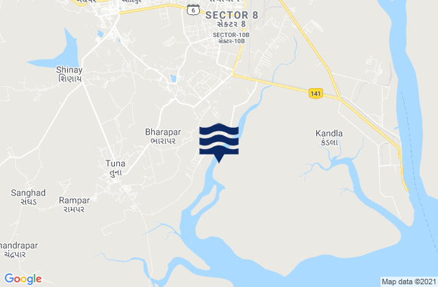 Gāndhīdhām, Indiaの潮見表地図