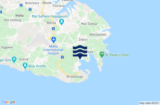 Għaxaq, Maltaの潮見表地図