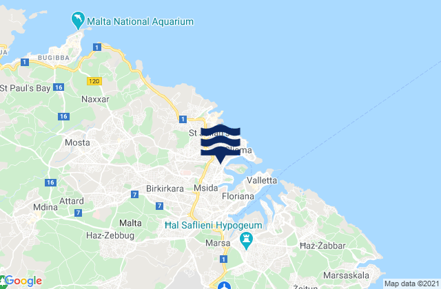 Gżira, Maltaの潮見表地図