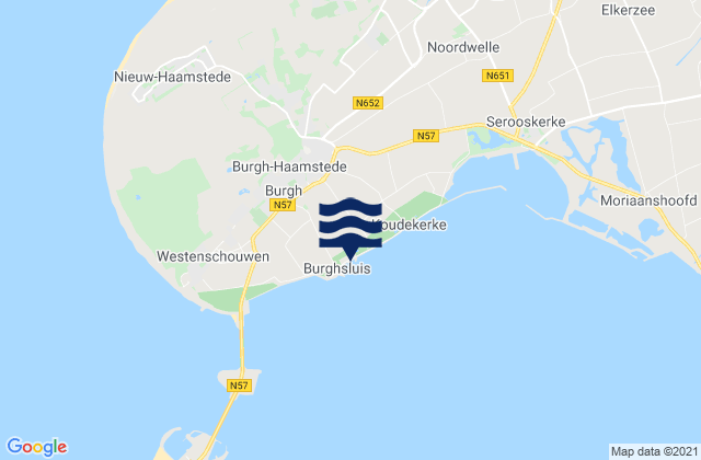Haamstede, Netherlandsの潮見表地図