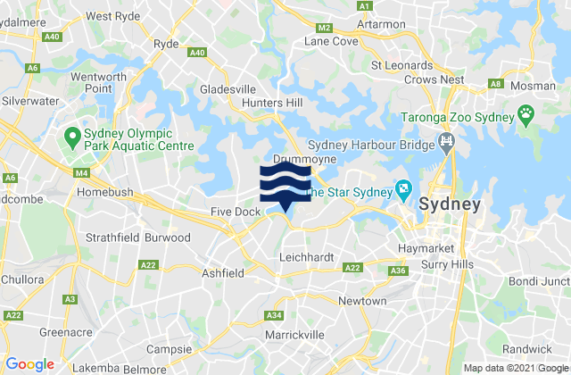 Haberfield, Australiaの潮見表地図