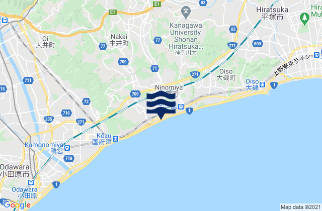 Hadano-shi, Japanの潮見表地図
