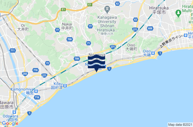 Hadano, Japanの潮見表地図