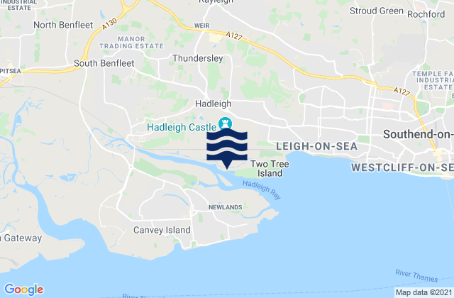 Hadleigh, United Kingdomの潮見表地図