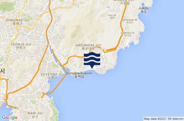 Haeundae-gu, South Koreaの潮見表地図