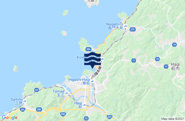 Hagi, Japanの潮見表地図