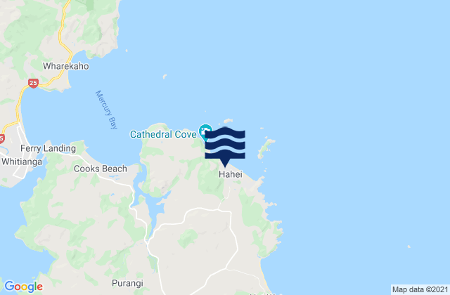 Hahei Beach, New Zealandの潮見表地図