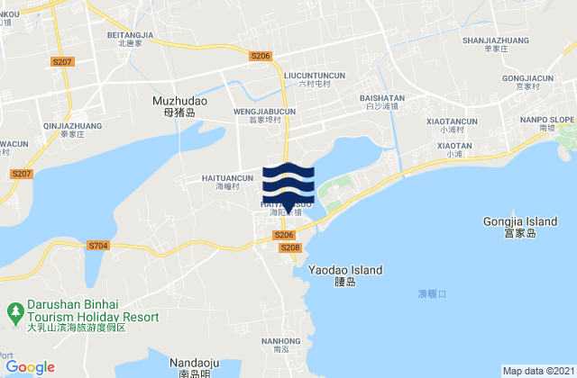 Haiyangsuo, Chinaの潮見表地図