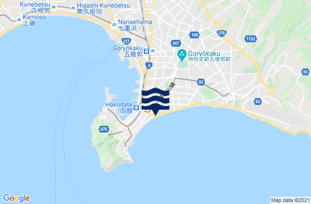 Hakodate, Japanの潮見表地図