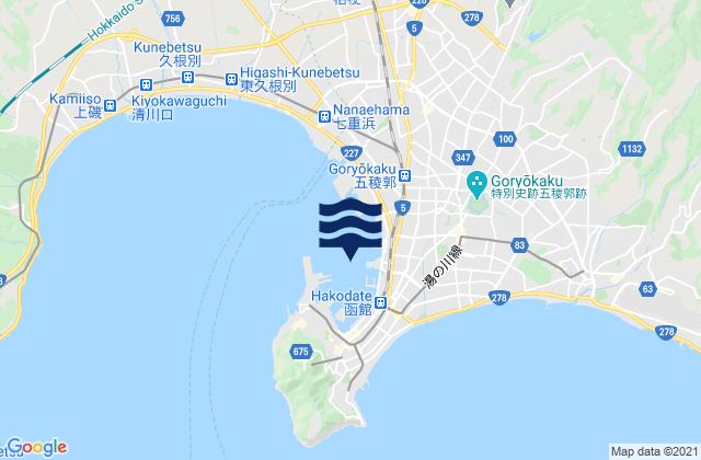 Hakodate Ko, Japanの潮見表地図