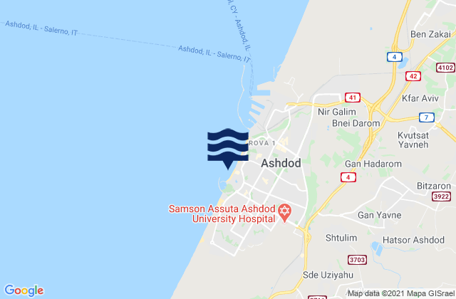 Hakshtot (Ashdod), Israelの潮見表地図