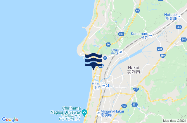 Hakui Shi, Japanの潮見表地図