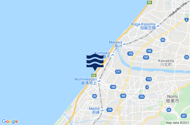 Hakusan Shi, Japanの潮見表地図