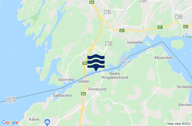 Halden, Norwayの潮見表地図