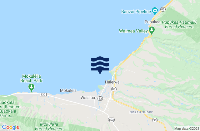 Haleiwa, United Statesの潮見表地図