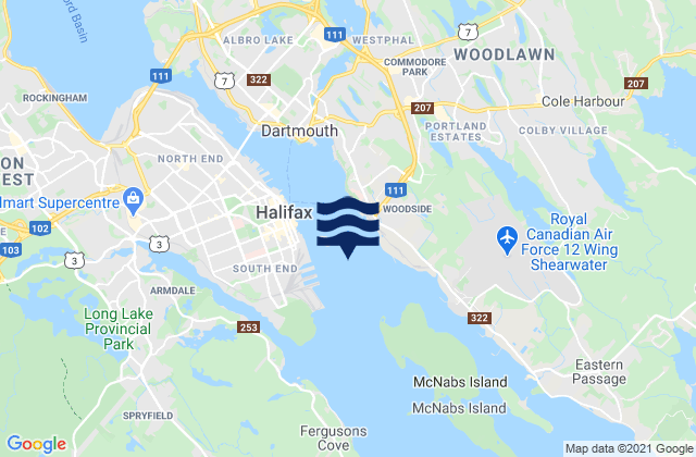 Halifax Harbour, Canadaの潮見表地図