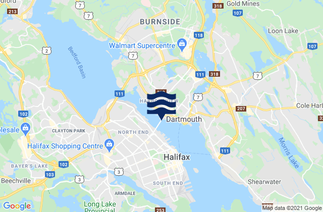 Halifax, Canadaの潮見表地図
