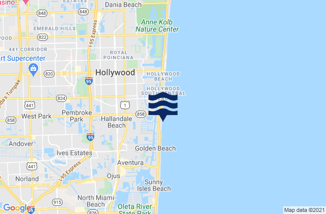 Hallandale Beach, United Statesの潮見表地図