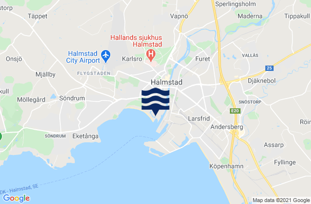 Halmstad, Swedenの潮見表地図