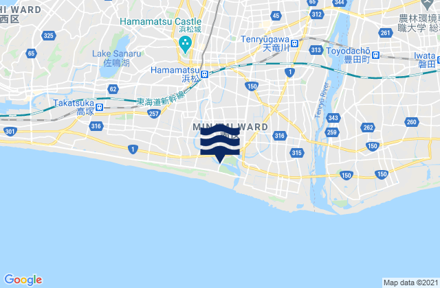 Hamamatsu, Japanの潮見表地図