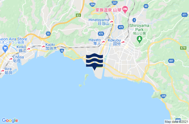Hamanoichi, Japanの潮見表地図