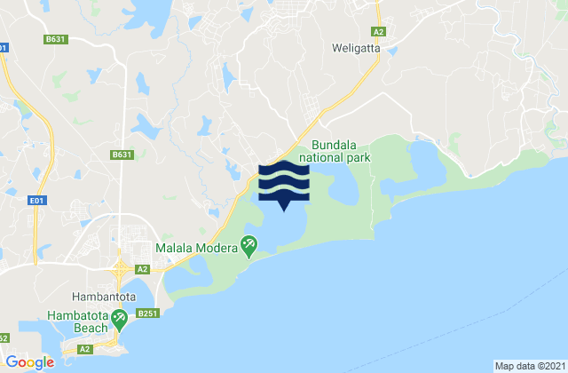 Hambantota District, Sri Lankaの潮見表地図