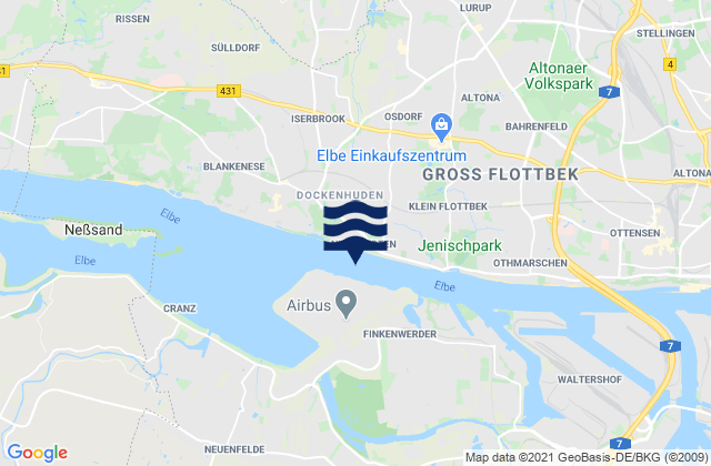 Hamburg, Denmarkの潮見表地図