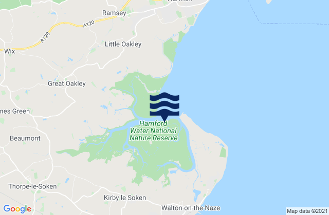 Hamford Water, United Kingdomの潮見表地図
