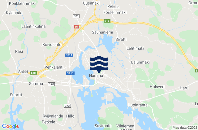 Hamina, Finlandの潮見表地図