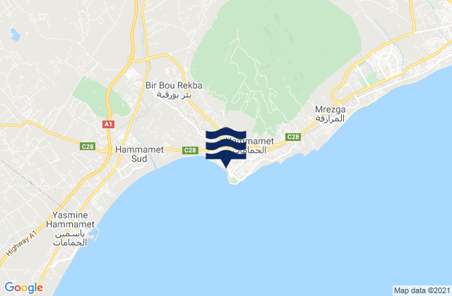 Hammamet, Tunisiaの潮見表地図