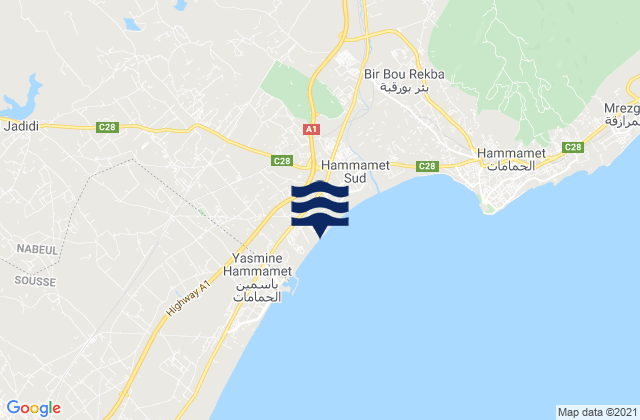 Hammamet, Tunisiaの潮見表地図