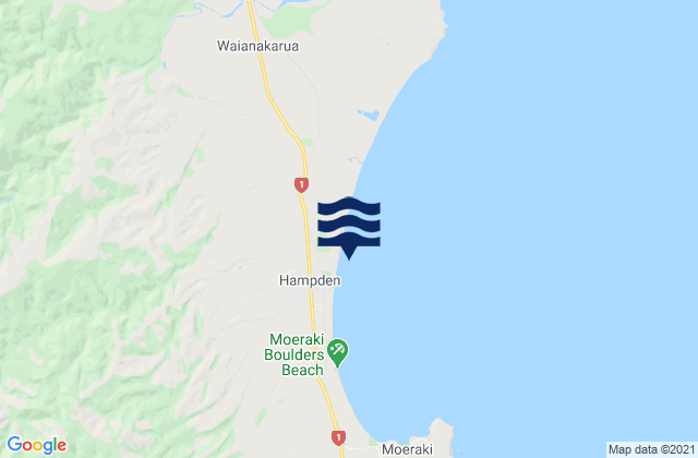 Hampden Beach, New Zealandの潮見表地図