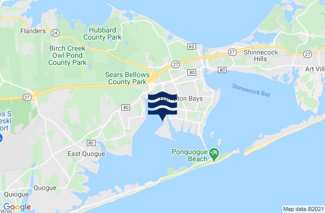 Hampton Bays, United Statesの潮見表地図