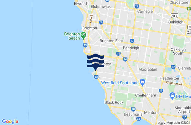 Hampton East, Australiaの潮見表地図