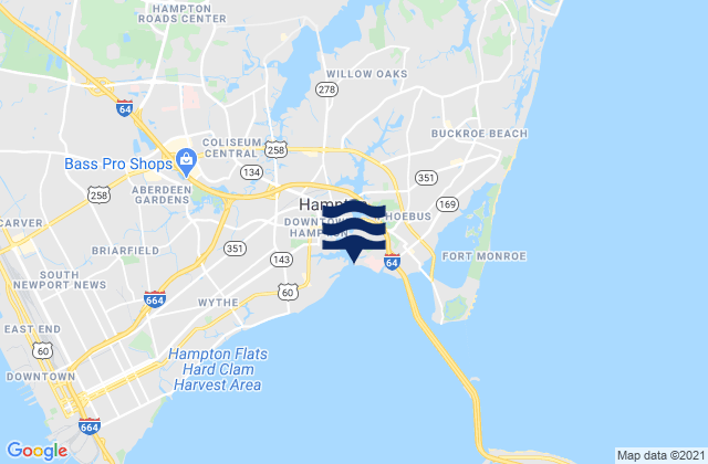 Hampton River entrance, United Statesの潮見表地図