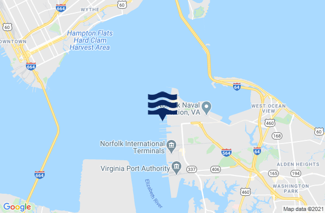 Hampton Roads (sewells Point), United Statesの潮見表地図
