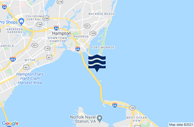 Hampton Roads entrance midchannel, United Statesの潮見表地図