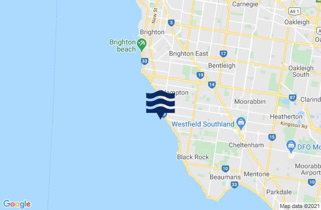 Hampton, Australiaの潮見表地図
