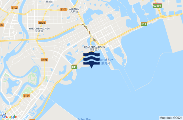 Hangu, Chinaの潮見表地図
