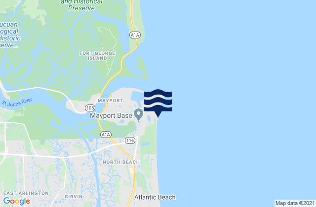 Hanna Park/Mayport Poles, United Statesの潮見表地図