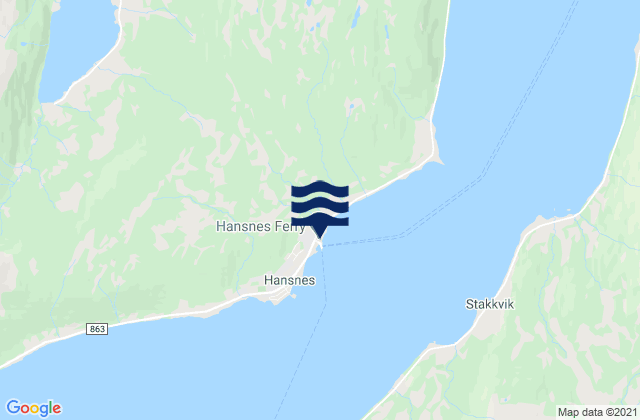 Hansnes, Norwayの潮見表地図