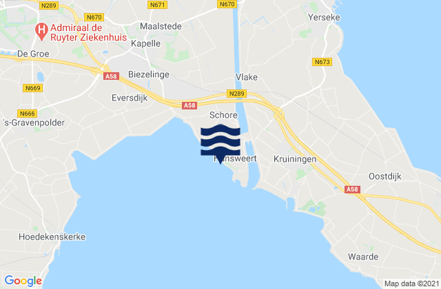 Hansweert, Netherlandsの潮見表地図