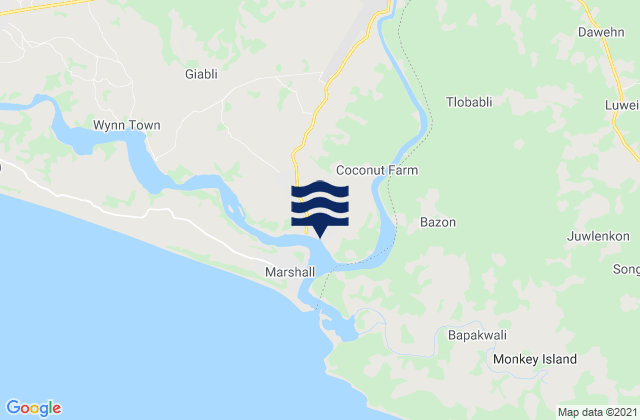 Harbel Farmington River, Liberiaの潮見表地図
